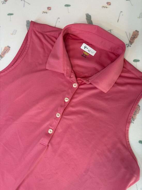 Greg Norman Tops - Greg Norman PlayDry Pink Sleeveless Golf Polo Shirt XL